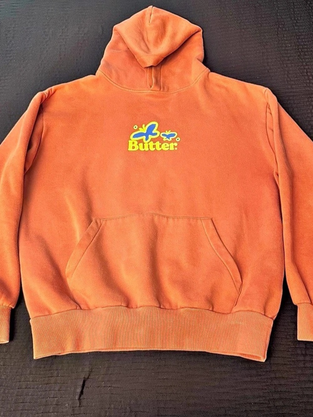 Butter Goods Hoodie Size Large Let Me Wander Let Me Wonder Orange